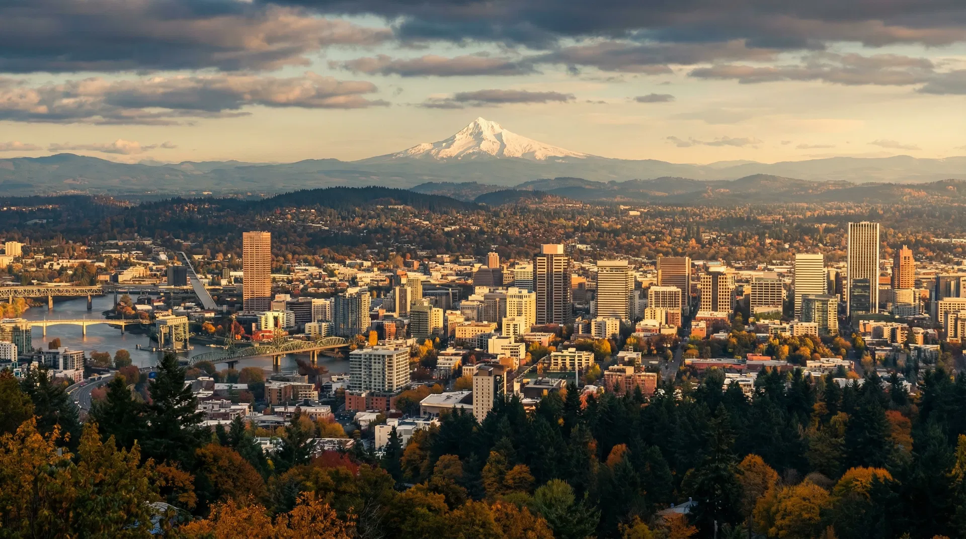 Portland skyline with Mount Hood